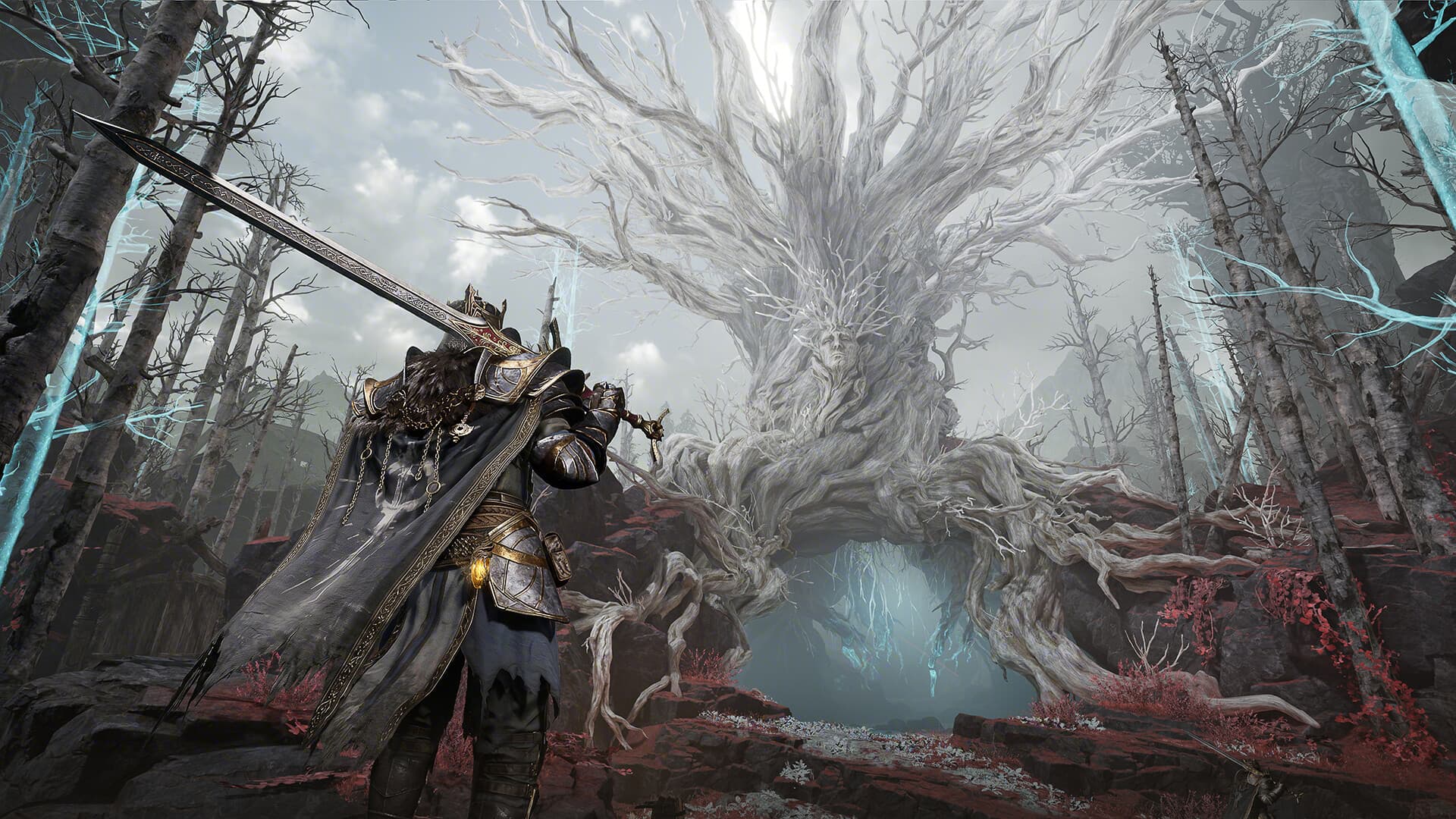Mistfall Hunter Mercenary combat in dark fantasy ruins