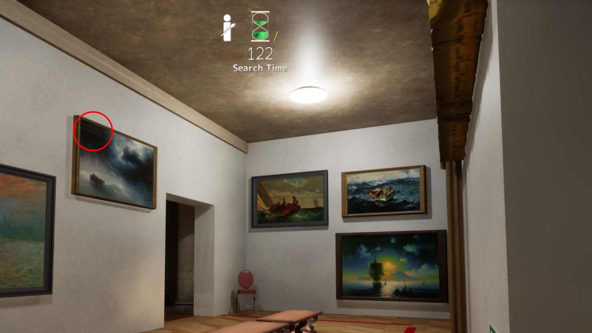 Boat Painting (Monet Wing) hiding spot on Art Gallery
