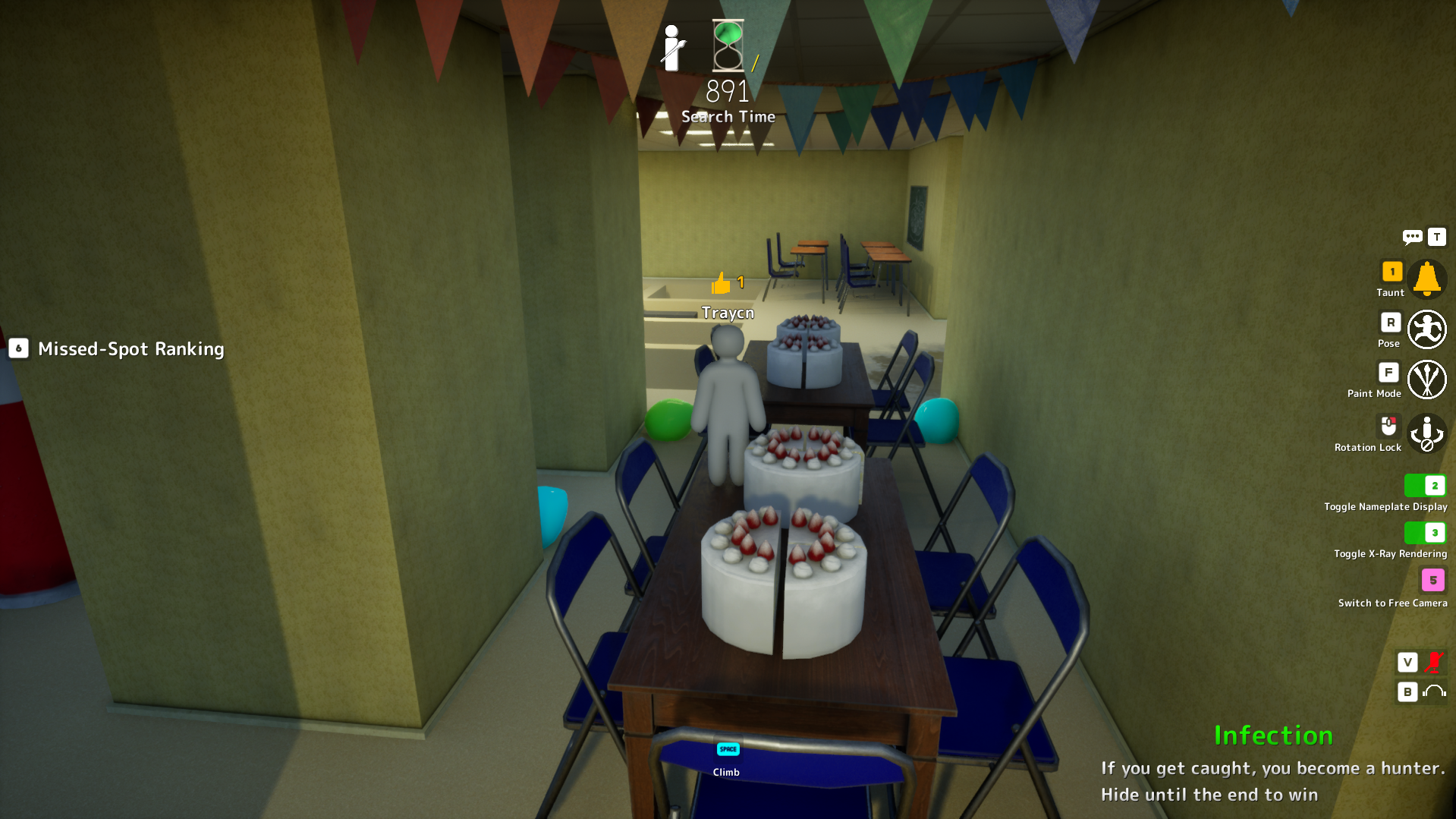 Birthday Party Hallway hiding spot on Backrooms