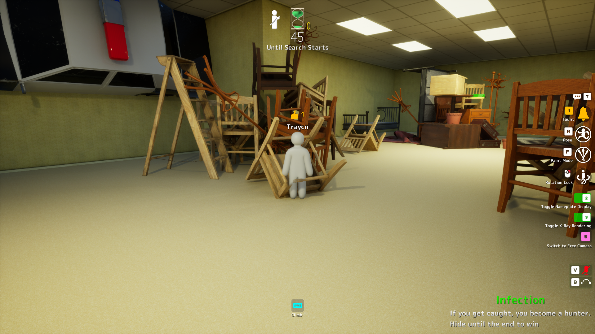 Chair Stack hiding spot on Backrooms