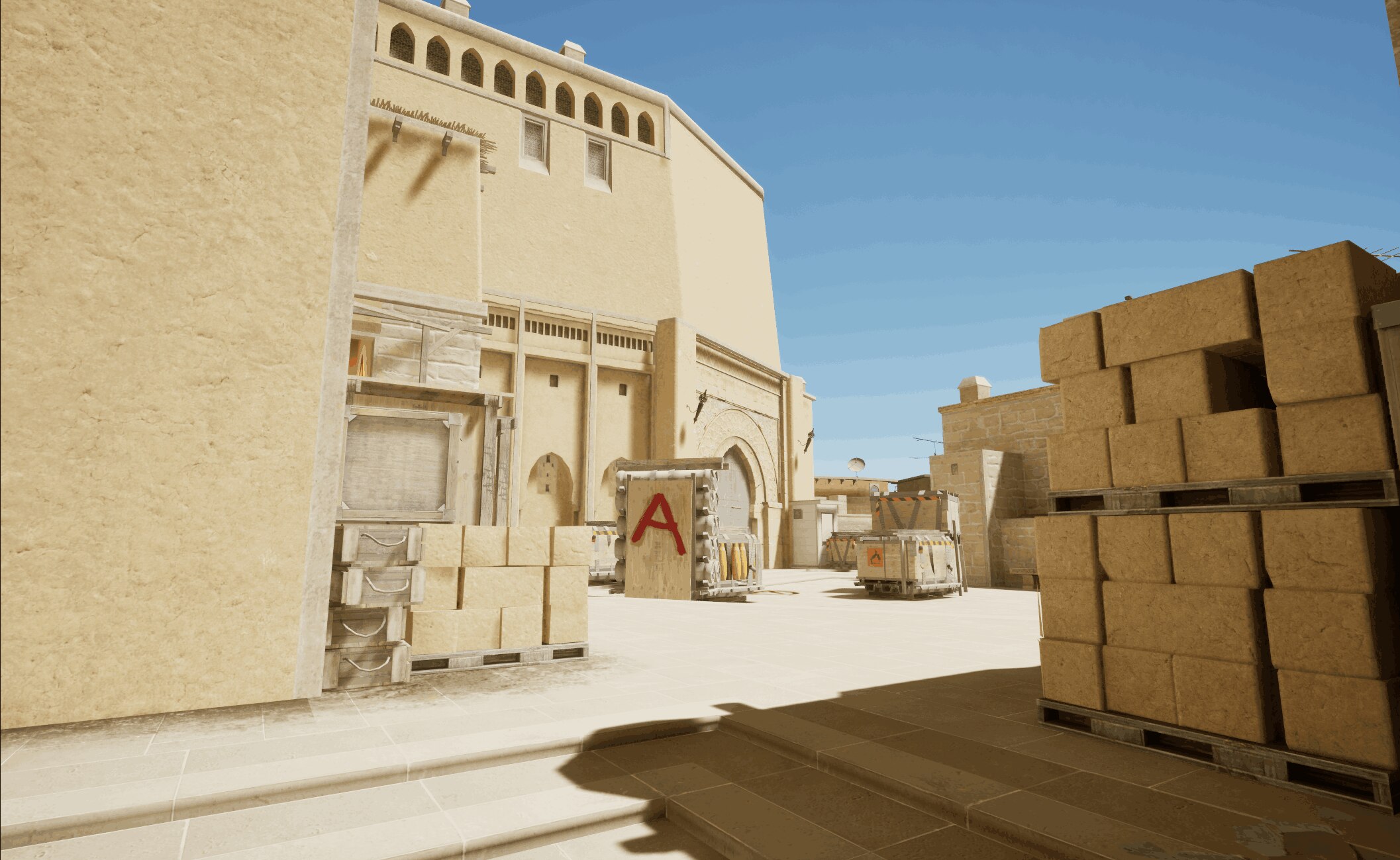 Mid Box Stack hiding spot on CS2 Mirage