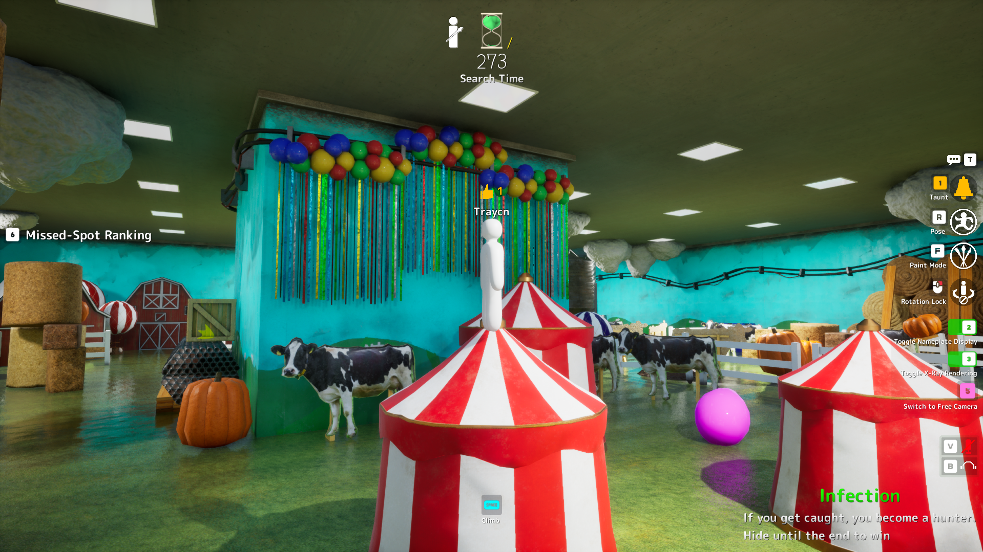 Balloon Banner Back Wall hiding spot on Mansion