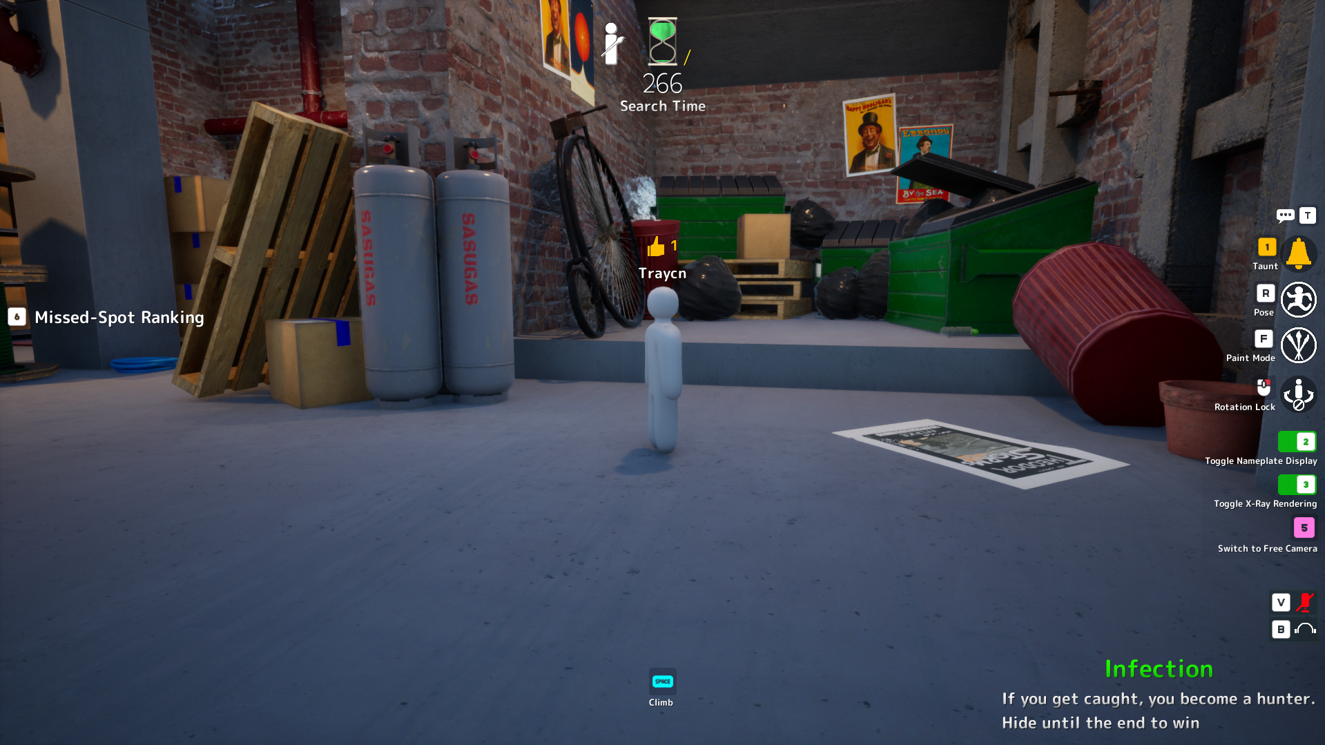 Behind the Plank hiding spot on Mansion