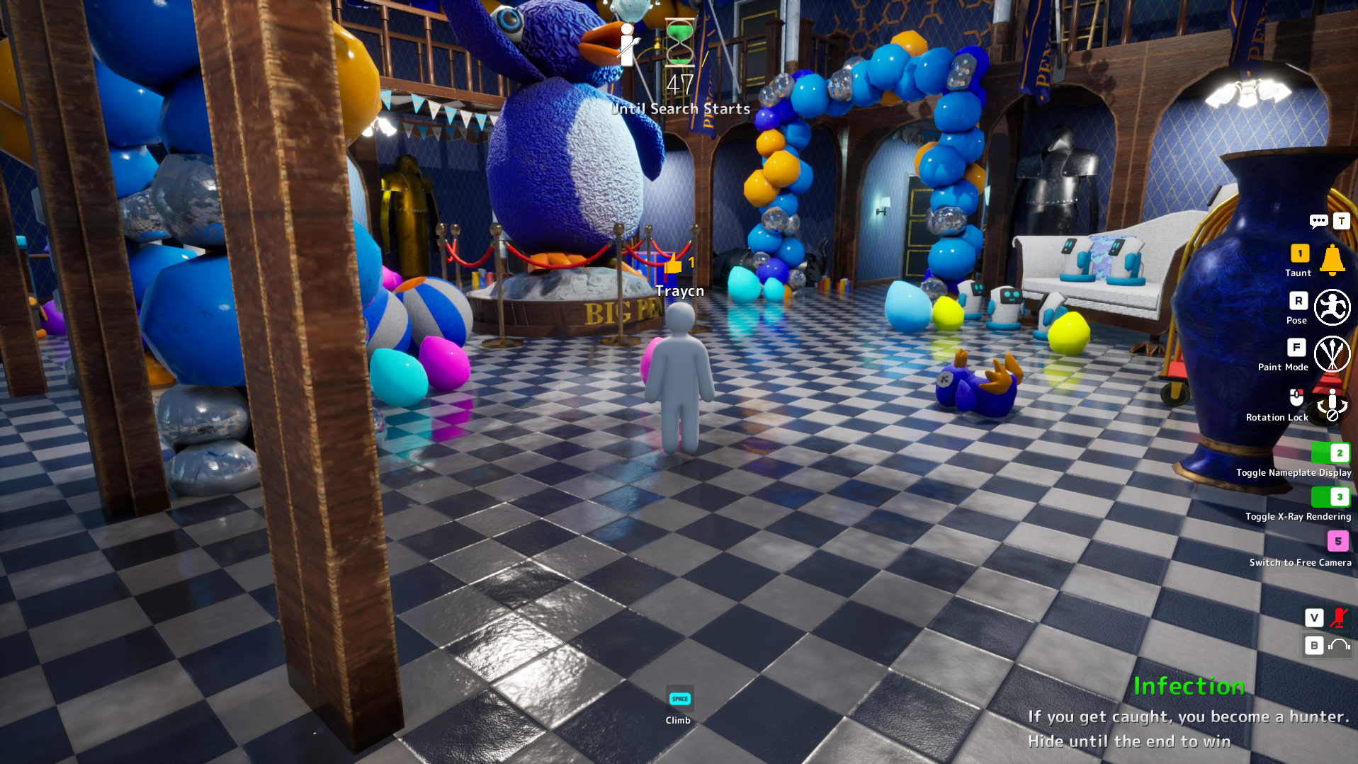 Ballroom Rafters & Balloons hiding spot on Penguin Hotel