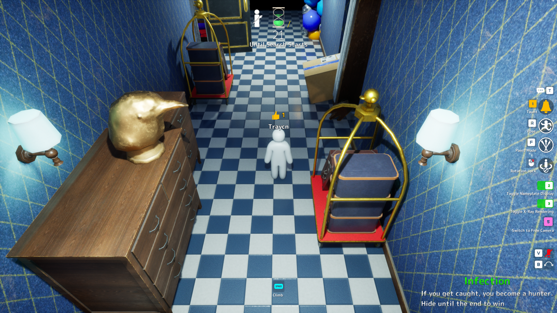 Hallway Object Cluster hiding spot on Penguin Hotel