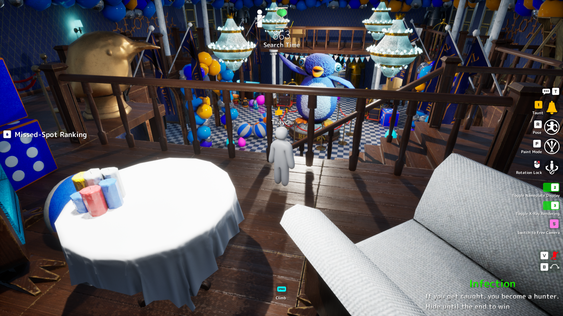 Second Floor Dice Blocks hiding spot on Penguin Hotel