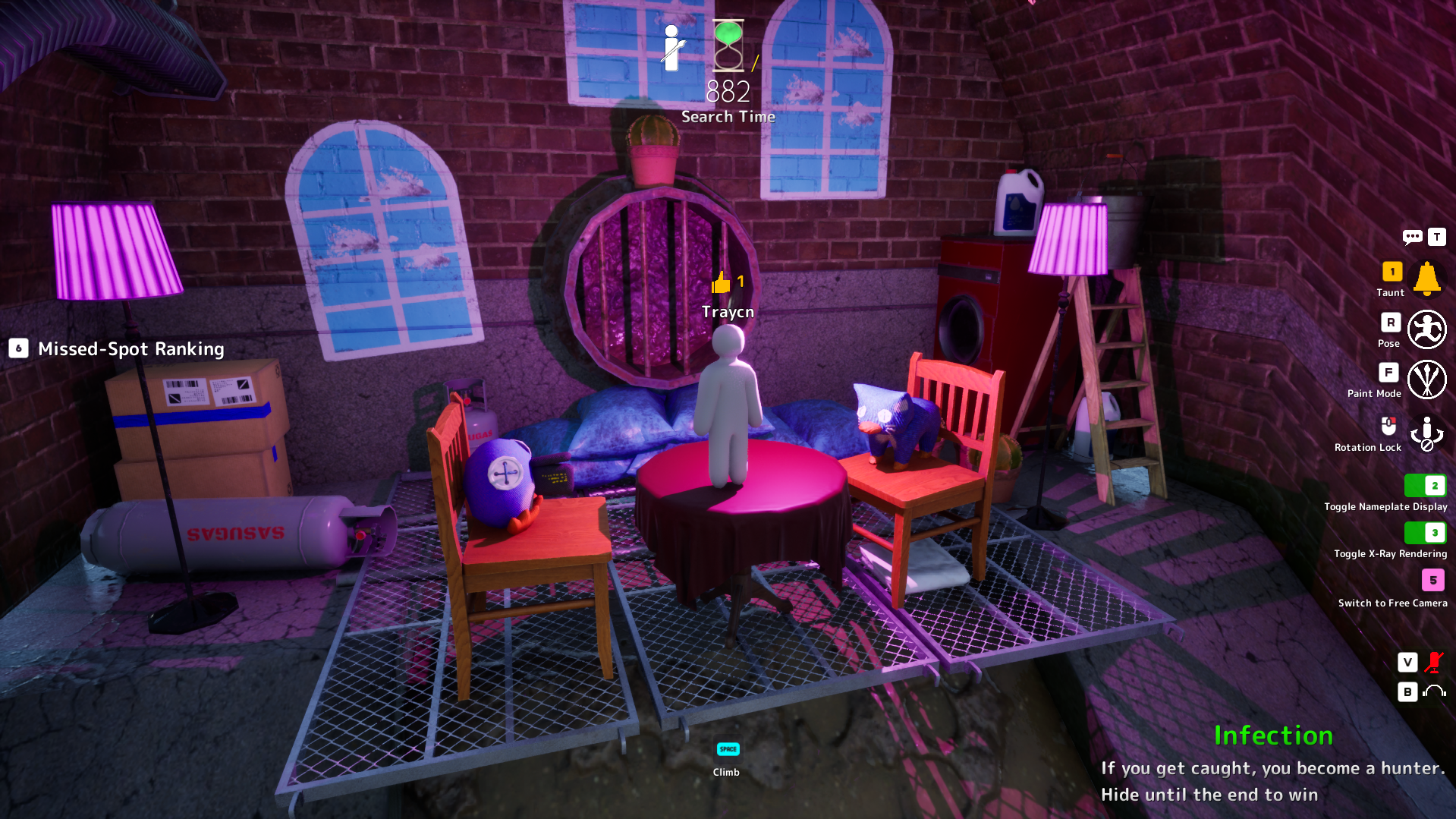 Ceiling Pipe Maze hiding spot on Sewer