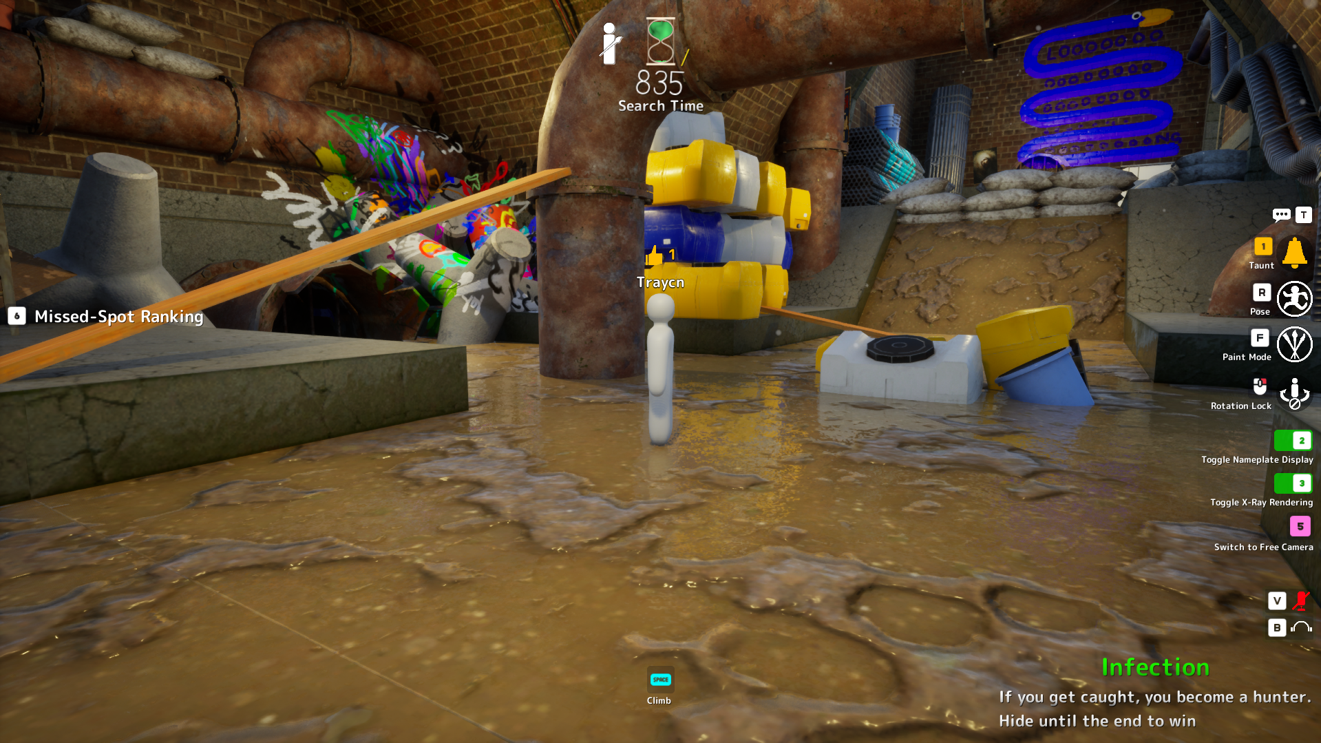 Graffiti Wall (Section B) hiding spot on Sewer