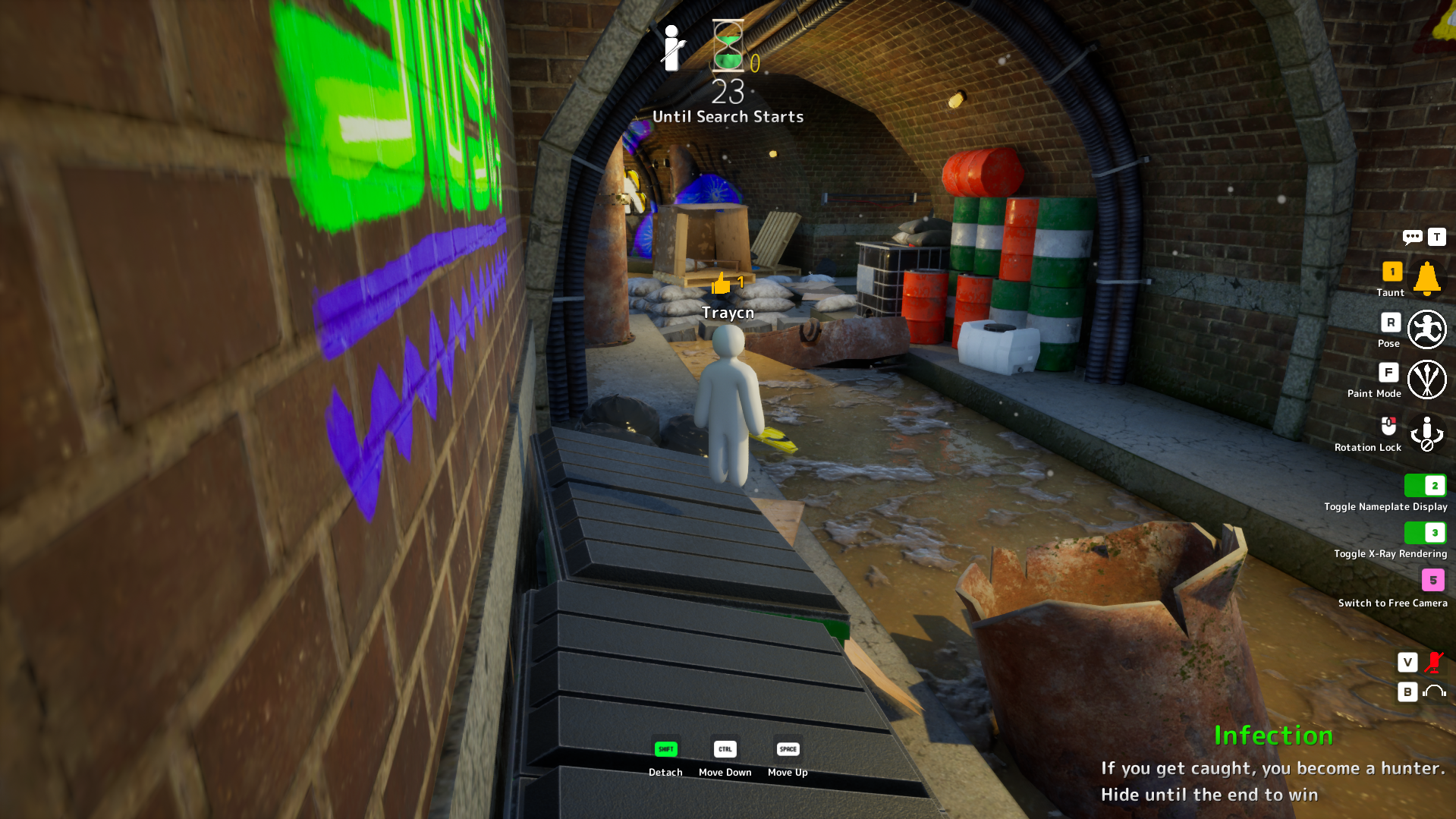 Pipe Overhang Junction hiding spot on Sewer