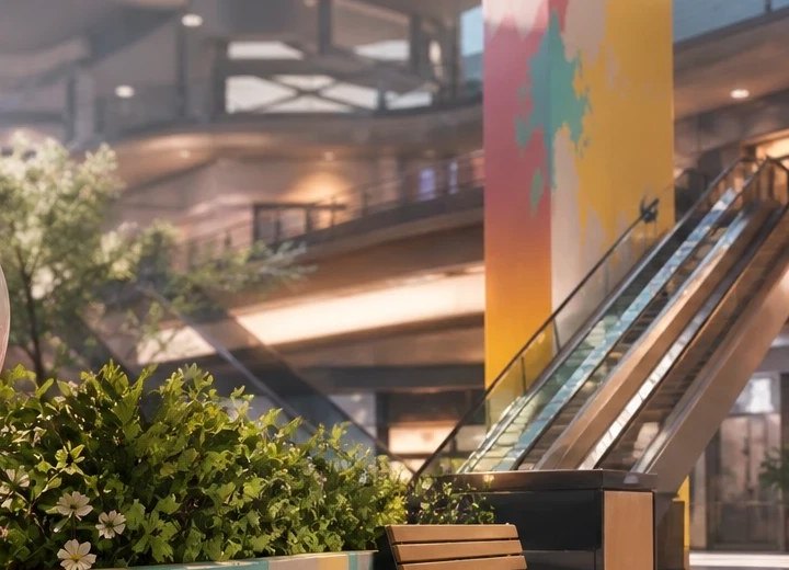 Escalator Glass Rail hiding spot on Shopping Mall